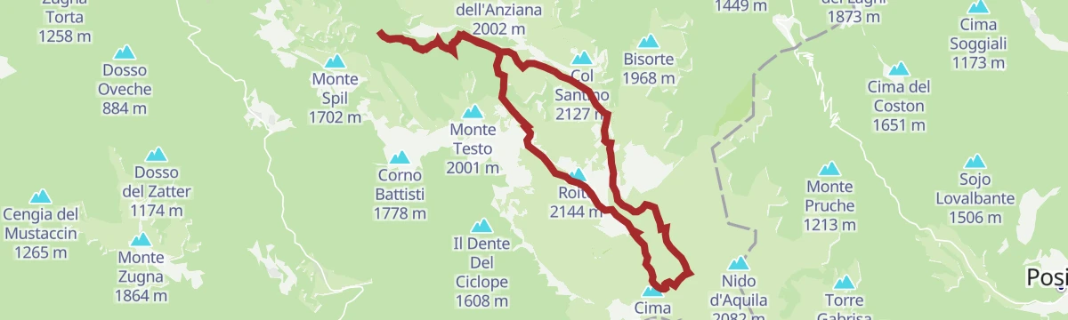 Route map: Loop tour to the Austrian and Italian Tooth